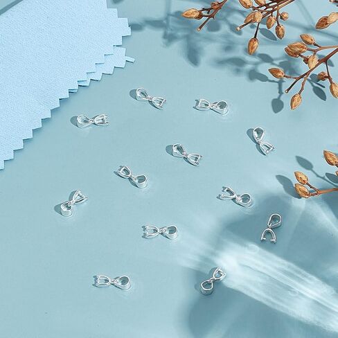 3Pcs Pinch Bail Clip Clasp 3 Size 925 Sterling Silver Snap on Bail Bead Pendant Connector Dangle Charm Jewelry Finding for Jewelry Making Accessory Supplies Necklace Bracelets DIY Craft in Kuwait