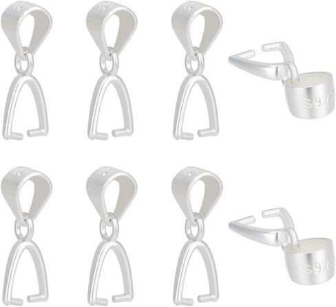 3Pcs Pinch Bail Clip Clasp 3 Size 925 Sterling Silver Snap on Bail Bead Pendant Connector Dangle Charm Jewelry Finding for Jewelry Making Accessory Supplies Necklace Bracelets DIY Craft in Kuwait
