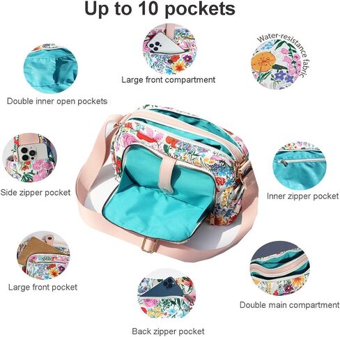 ESVAN Women Fashion Crossbody bags for Women Multi Pockets Cell Phone Camera Shoulder Handbags Travel Purse in Saudi Arabia