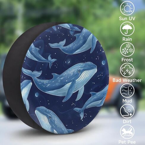Spare Tire Covers for Trailers, RV Spare Tire Cover, Dogs Footprints Weatherproof Campers Tire Covers Protectors, Camping Trailer Accessories Universal Fit for Trucks Vehicle, 15 in in Kuwait