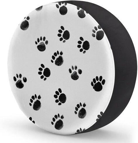 Spare Tire Covers for Trailers, RV Spare Tire Cover, Dogs Footprints Weatherproof Campers Tire Covers Protectors, Camping Trailer Accessories Universal Fit for Trucks Vehicle, 15 in in Kuwait