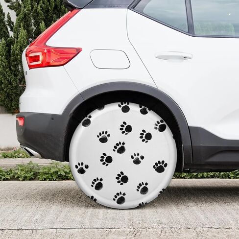 Spare Tire Covers for Trailers, RV Spare Tire Cover, Dogs Footprints Weatherproof Campers Tire Covers Protectors, Camping Trailer Accessories Universal Fit for Trucks Vehicle, 15 in in Kuwait