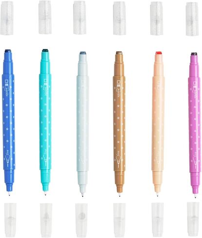 Erin Condren Sunset Dual-Tip Markers 6-Pack, Set of 6 Colorful Markers with 2 Tips Each, 1 Fine Tip and 1 Medium Tip in Saudi Arabia