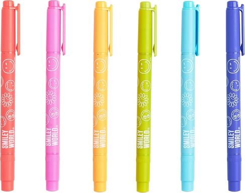 Erin Condren Sunset Dual-Tip Markers 6-Pack, Set of 6 Colorful Markers with 2 Tips Each, 1 Fine Tip and 1 Medium Tip in Saudi Arabia