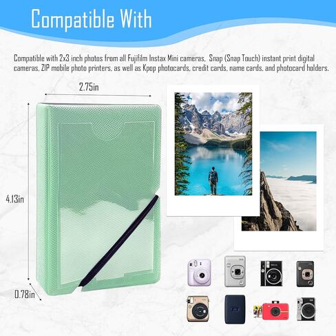 32 Pockets Instax Mini Photo Album, 2x3 Wallet Size Photo Album, Polaroid Picture Album Book, Instant Print Photo Album for Fujifilm Instax Mini, Polaroid Snap Camera, Kpop Photocard Holder, Ink Black in Kuwait