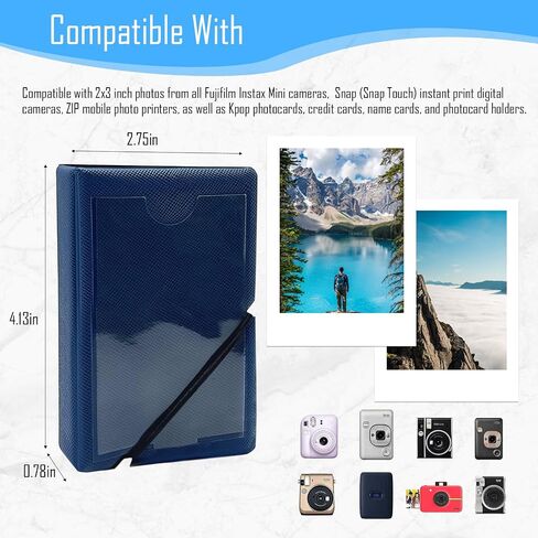 32 Pockets Instax Mini Photo Album, 2x3 Wallet Size Photo Album, Polaroid Picture Album Book, Instant Print Photo Album for Fujifilm Instax Mini, Polaroid Snap Camera, Kpop Photocard Holder, Ink Black in Kuwait