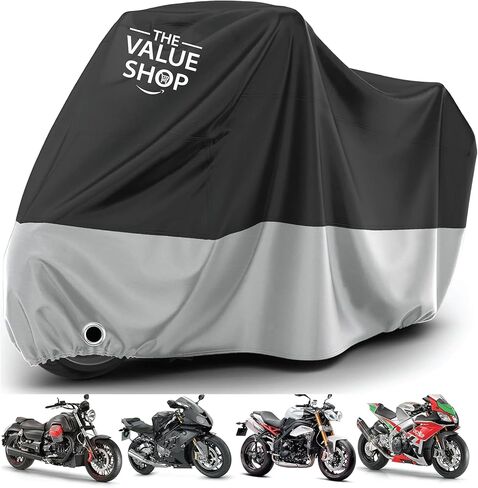 Motorcycle Covers: 420D Heavy-Duty Motorcycle Cover—Waterproof Outdoor Bike Cover Storage with Nano Material, Lock Holes, Air Vents, and 5 Reflective Strips (108"x44"x56") in Saudi Arabia