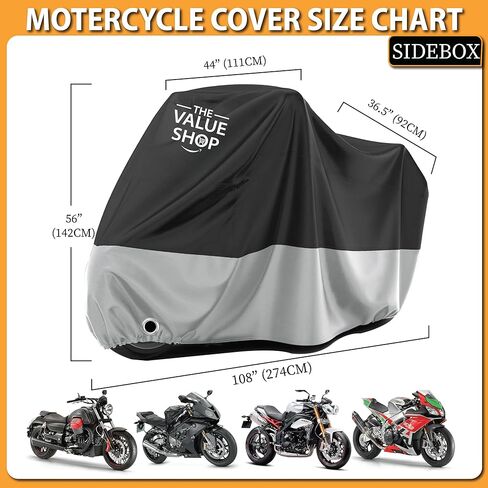 Motorcycle Covers: 420D Heavy-Duty Motorcycle Cover—Waterproof Outdoor Bike Cover Storage with Nano Material, Lock Holes, Air Vents, and 5 Reflective Strips (108"x44"x56") in Saudi Arabia