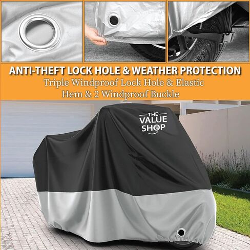 Motorcycle Covers: 420D Heavy-Duty Motorcycle Cover—Waterproof Outdoor Bike Cover Storage with Nano Material, Lock Holes, Air Vents, and 5 Reflective Strips (108"x44"x56") in Saudi Arabia