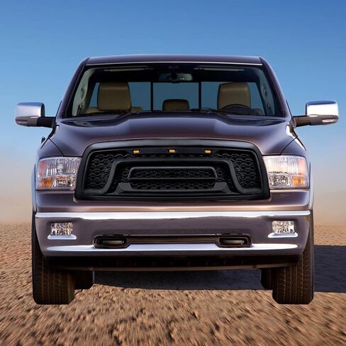 IKON MOTORSPORTS, Grille Compatible With 2009-2012 Dodge Ram 1500, Matte Black Mesh Front Bumper Hood Upper Grill Shell with Signal Lights, 2010 2011 in Saudi Arabia