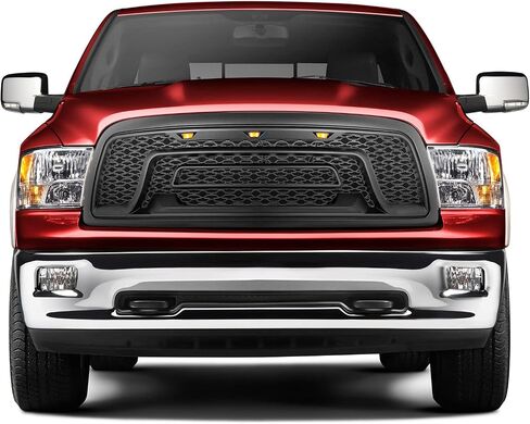 IKON MOTORSPORTS, Grille Compatible With 2009-2012 Dodge Ram 1500, Matte Black Mesh Front Bumper Hood Upper Grill Shell with Signal Lights, 2010 2011 in Saudi Arabia
