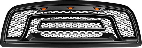 IKON MOTORSPORTS, Grille Compatible With 2009-2012 Dodge Ram 1500, Matte Black Mesh Front Bumper Hood Upper Grill Shell with Signal Lights, 2010 2011 in Saudi Arabia