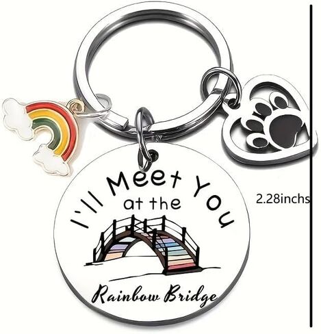 Pet Memorial Keychain, Rainbow Bridge Paw Print Charm, Loss of Pet Gift with Rainbow Pendant in Saudi Arabia