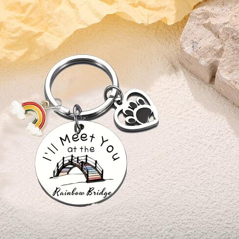 Pet Memorial Keychain, Rainbow Bridge Paw Print Charm, Loss of Pet Gift with Rainbow Pendant in Saudi Arabia