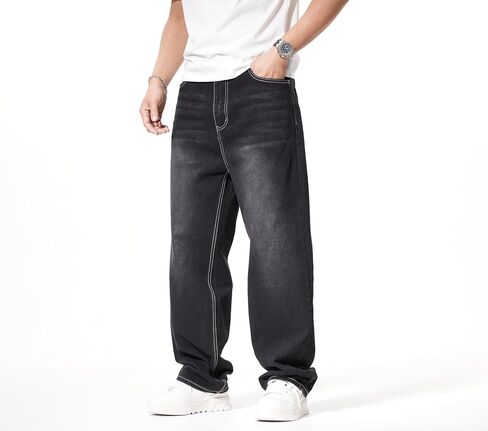 Men's Baggy Jeans 90s Style Loose Fit Denim Pants Casual StreetJeans for Men Comfortable Stretch for Everyday Wear in Saudi Arabia