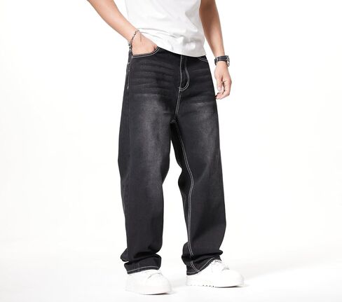 Men's Baggy Jeans 90s Style Loose Fit Denim Pants Casual StreetJeans for Men Comfortable Stretch for Everyday Wear in Saudi Arabia