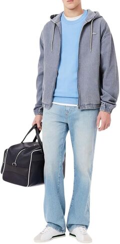 Lacoste Men's 5 Pocket Straight Cut Indigo Jeans, Washed Bleach, 34/34 in Saudi Arabia