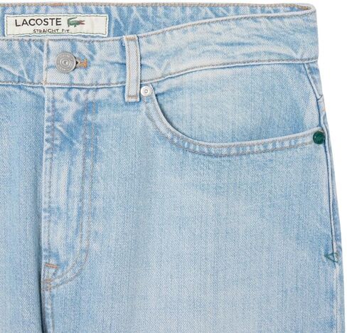 Lacoste Men's 5 Pocket Straight Cut Indigo Jeans, Washed Bleach, 34/34 in Saudi Arabia