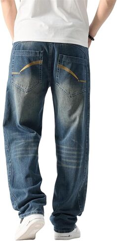 Men's Baggy Jeans 90s Style Loose Fit Denim Pants Casual StreetJeans for Men Comfortable Stretch for Everyday Wear in Saudi Arabia