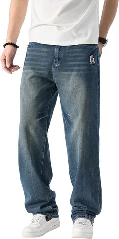 Men's Baggy Jeans 90s Style Loose Fit Denim Pants Casual StreetJeans for Men Comfortable Stretch for Everyday Wear in Saudi Arabia