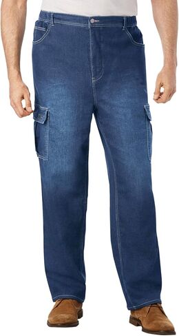 KingSize Men's Big & Tall Relaxed Fit Cargo Denim Look Sweatpants in Saudi Arabia