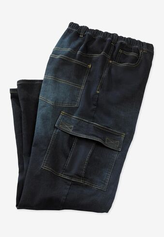 KingSize Men's Big & Tall Relaxed Fit Cargo Denim Look Sweatpants in Saudi Arabia