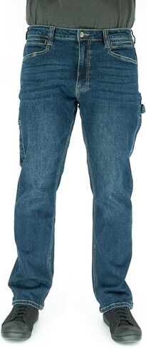 Iron & Haft Men's Journeyman مريح/مستقيم الجينز ، سراويل جينز ، 12 جيب جينز جينز تكتيكي ، خمر/غسل متوسط in Saudi Arabia