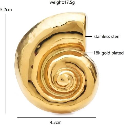 Big Stainless Steel Shell Brooches For Women Snail Shell Metal Brooch Lapel Pin in Kuwait