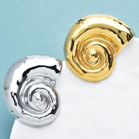 Big Stainless Steel Shell Brooches For Women Snail Shell Metal Brooch Lapel Pin in Kuwait