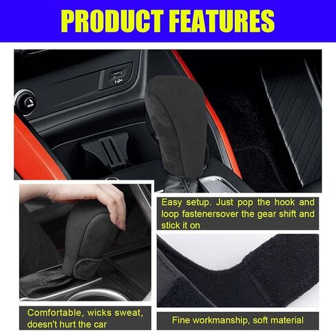Car Gear Shift Knob Cover, Anti-Scratch Gear Shift Protector Cover, Comfortable Stick Shifting Handle Cover, Car Shift Knob Decoration Accessories for Most Automatic & Manual Vehicle (Black) in Saudi Arabia