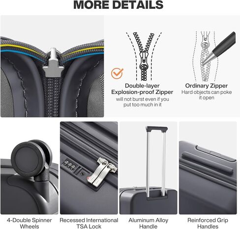 Mixi 24 بوصة كبيرة قابلة للتوسيع قابلة للفحص بحقائق مع عجلات الدوار ، وحقيبة سفر هارسايد رولنج مع قفل وغطاء TSA ، أصفر Lark in Kuwait