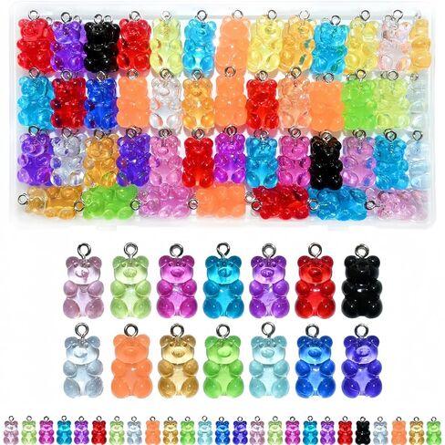 Bear Beads, Mixed Color Cute Bear Charms for Bracelet,Necklace,and DIY Crafts,Jewelry Making in Kuwait