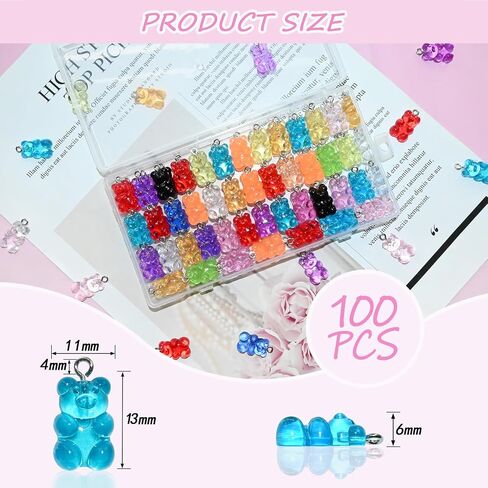 Bear Beads, Mixed Color Cute Bear Charms for Bracelet,Necklace,and DIY Crafts,Jewelry Making in Kuwait