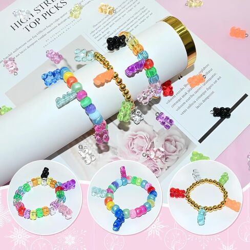 Bear Beads, Mixed Color Cute Bear Charms for Bracelet,Necklace,and DIY Crafts,Jewelry Making in Kuwait