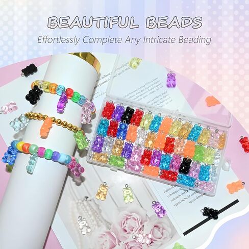 Bear Beads, Mixed Color Cute Bear Charms for Bracelet,Necklace,and DIY Crafts,Jewelry Making in Kuwait