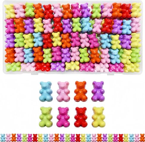 Bear Beads, Mixed Color Cute Bear Charms for Bracelet,Necklace,and DIY Crafts,Jewelry Making in Kuwait