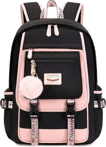 SHADOW VISION School Backpack for Girls Backpack Teen Girl Bookbag Backpacks for Girls Teens Cute Backpack for School (Black) in Saudi Arabia