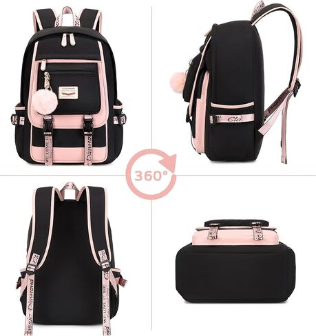 SHADOW VISION School Backpack for Girls Backpack Teen Girl Bookbag Backpacks for Girls Teens Cute Backpack for School (Black) in Saudi Arabia