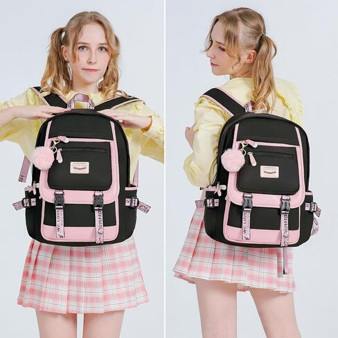SHADOW VISION School Backpack for Girls Backpack Teen Girl Bookbag Backpacks for Girls Teens Cute Backpack for School (Black) in Saudi Arabia