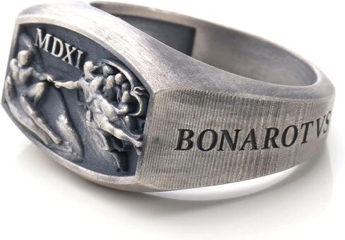 Hand Of God Men Signet Ring, 0.022 lbs, 0,78 x 0,59 Inch, Michaelangelo Sistine Chapel Ring, Creation of Adam Jewelry, Renaissance Age Ring, 925K Silver Art Lover Ring in Saudi Arabia