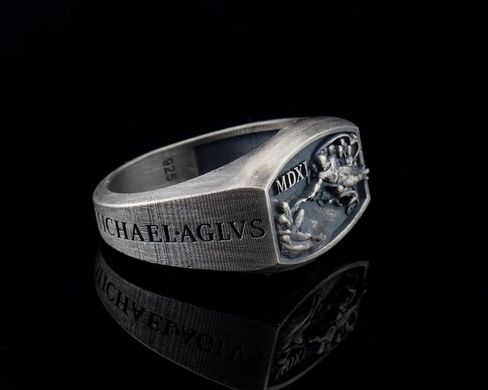 Hand Of God Men Signet Ring, 0.022 lbs, 0,78 x 0,59 Inch, Michaelangelo Sistine Chapel Ring, Creation of Adam Jewelry, Renaissance Age Ring, 925K Silver Art Lover Ring in Saudi Arabia