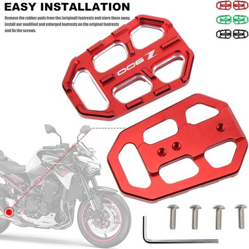 CNC Wide Foot Pegs,Motorcycle Footpegs Rest Wider For Standard Street Motocross Z900 Z900SE Z900RS 2017-2023(Black) in Kuwait
