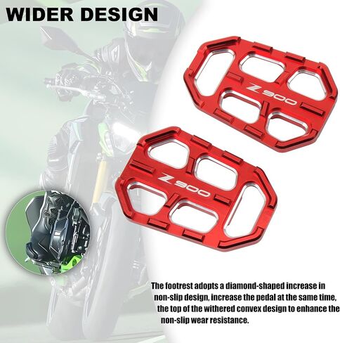 CNC Wide Foot Pegs,Motorcycle Footpegs Rest Wider For Standard Street Motocross Z900 Z900SE Z900RS 2017-2023(Black) in Kuwait