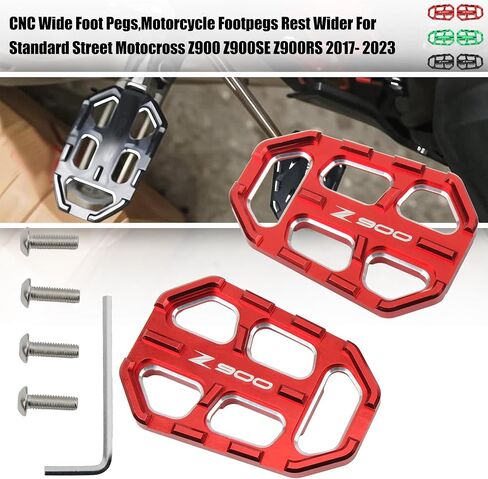 CNC Wide Foot Pegs,Motorcycle Footpegs Rest Wider For Standard Street Motocross Z900 Z900SE Z900RS 2017-2023(Black) in Kuwait
