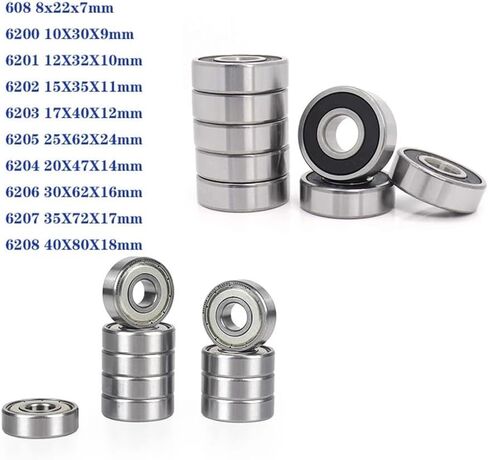 10pcs ABEC-5 608 6200 6201 6202 6203 6204 6206 6206 6207 6208 ZZ 2RS Metal Seal Ball Deep Groove Ball Deep Ball 12x32x10mm (Silver ، 608 8x22x7mm_abec 5) in Kuwait