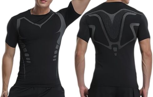 Men's Compression Shirt Short Sleeve Breathable Functional Fitness Compression T-Shirts Running in Kuwait