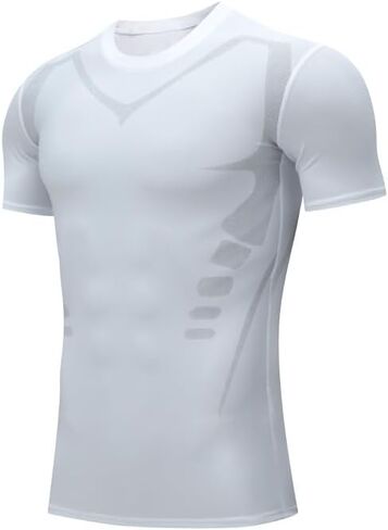 Men's Compression Shirt Short Sleeve Breathable Functional Fitness Compression T-Shirts Running in Kuwait