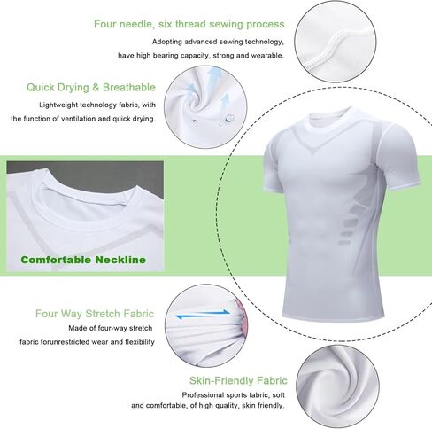 Men's Compression Shirt Short Sleeve Breathable Functional Fitness Compression T-Shirts Running in Kuwait