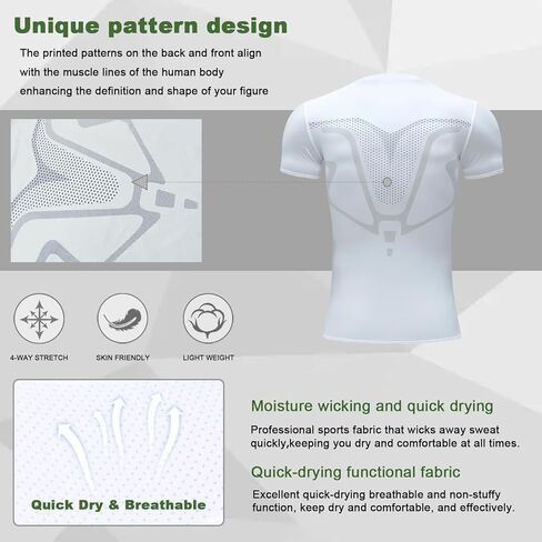 Men's Compression Shirt Short Sleeve Breathable Functional Fitness Compression T-Shirts Running in Kuwait