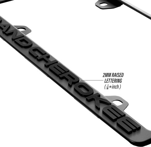 GRAND CHEROKEE License Plate Frame – Stealth Black Powder Coat UV Resistant STAINLESS METAL Plate Holder - One Piece - Compatible with 1993-2025 Grand-Cherokee (3D RAISED LETTER w/ MOUNTING HARDWARE) in Saudi Arabia